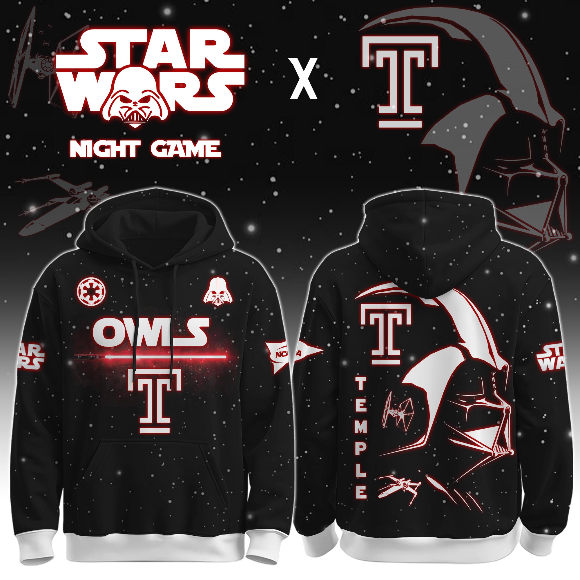 Buildercar - Temple University (Owls) - NCAA x Dark Vander Star War Limited Editions Hoodie