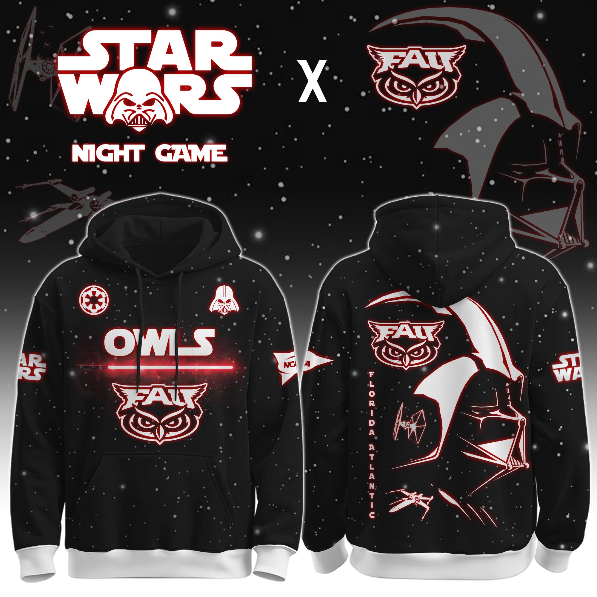 Buildercar - Florida Atlantic University (Owls) - NCAA x Dark Vander Star War Limited Editions Hoodie