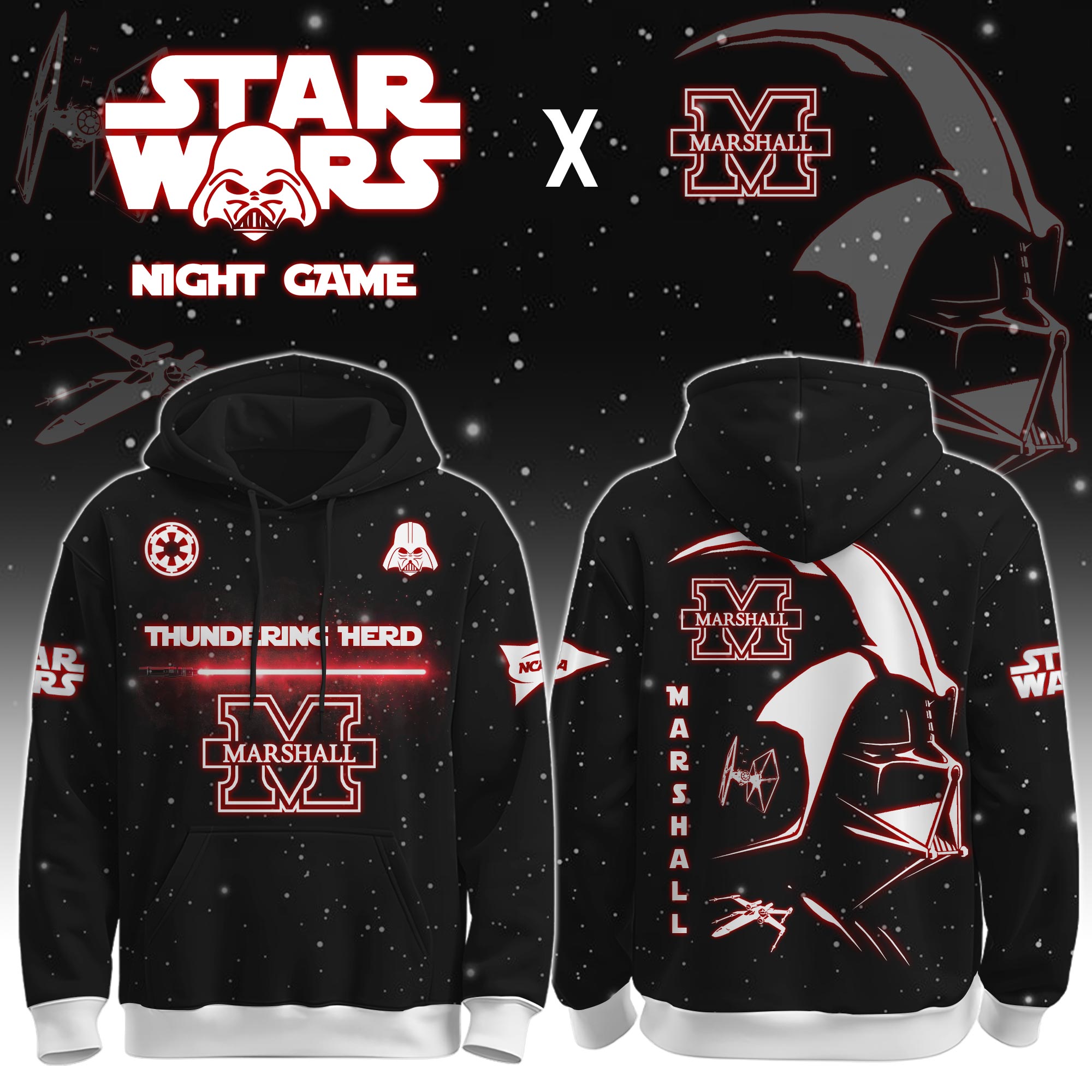 Buildercar - Marshall University (Thundering Herd) - NCAA x Dark Vander Star War Limited Editions Hoodie