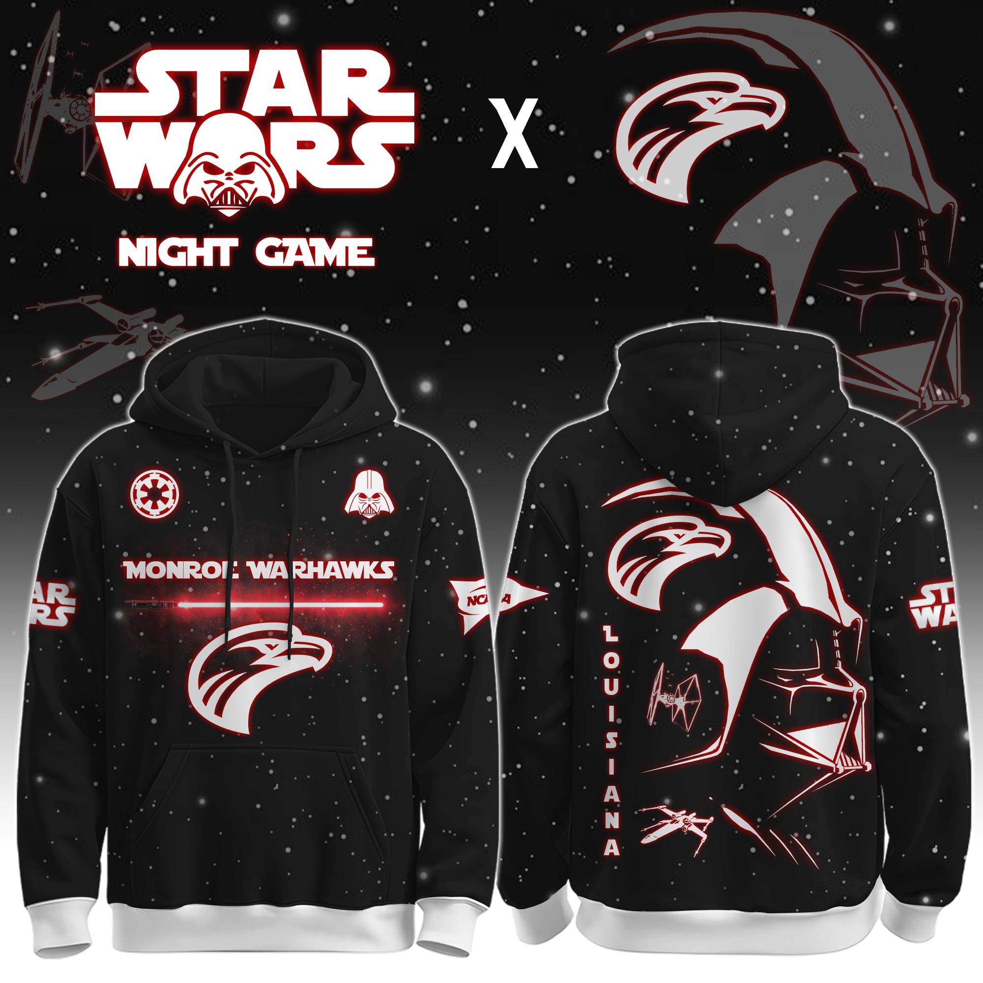 Buildercar - University of Louisiana at Monroe (Warhawks) - NCAA x Dark Vander Star War Limited Editions Hoodie