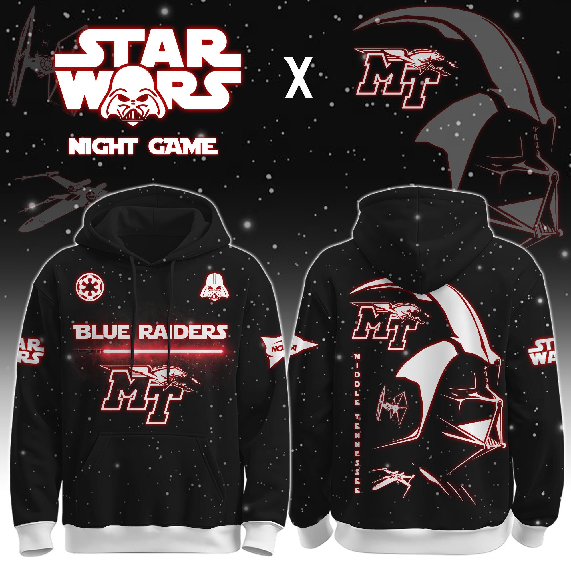 Buildercar - Middle Tennessee State University (Blue Raiders) - NCAA x Dark Vander Star War Limited Editions Hoodie