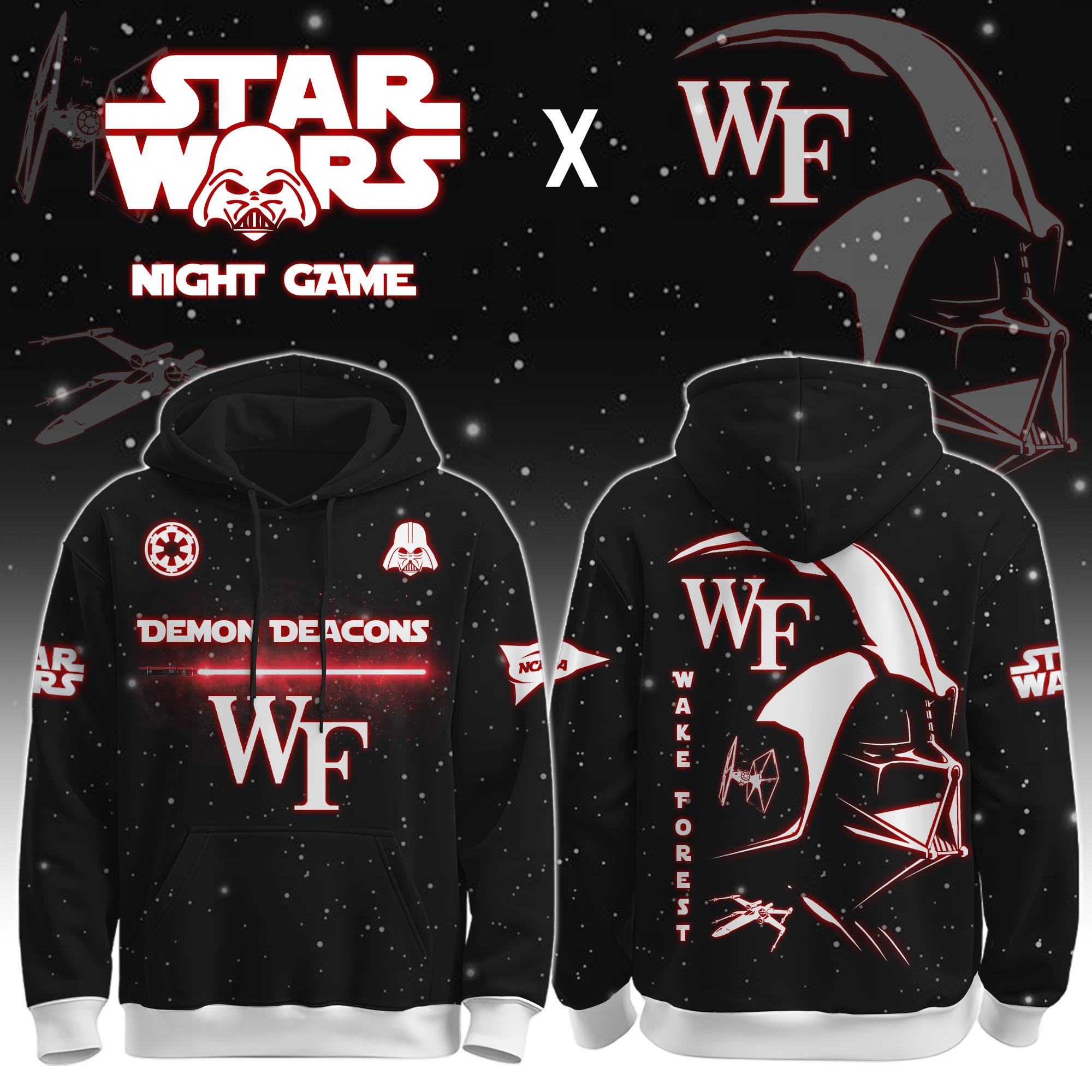 Buildercar - Wake Forest University (Demon Deacons) - NCAA x Dark Vander Star War Limited Editions Hoodie