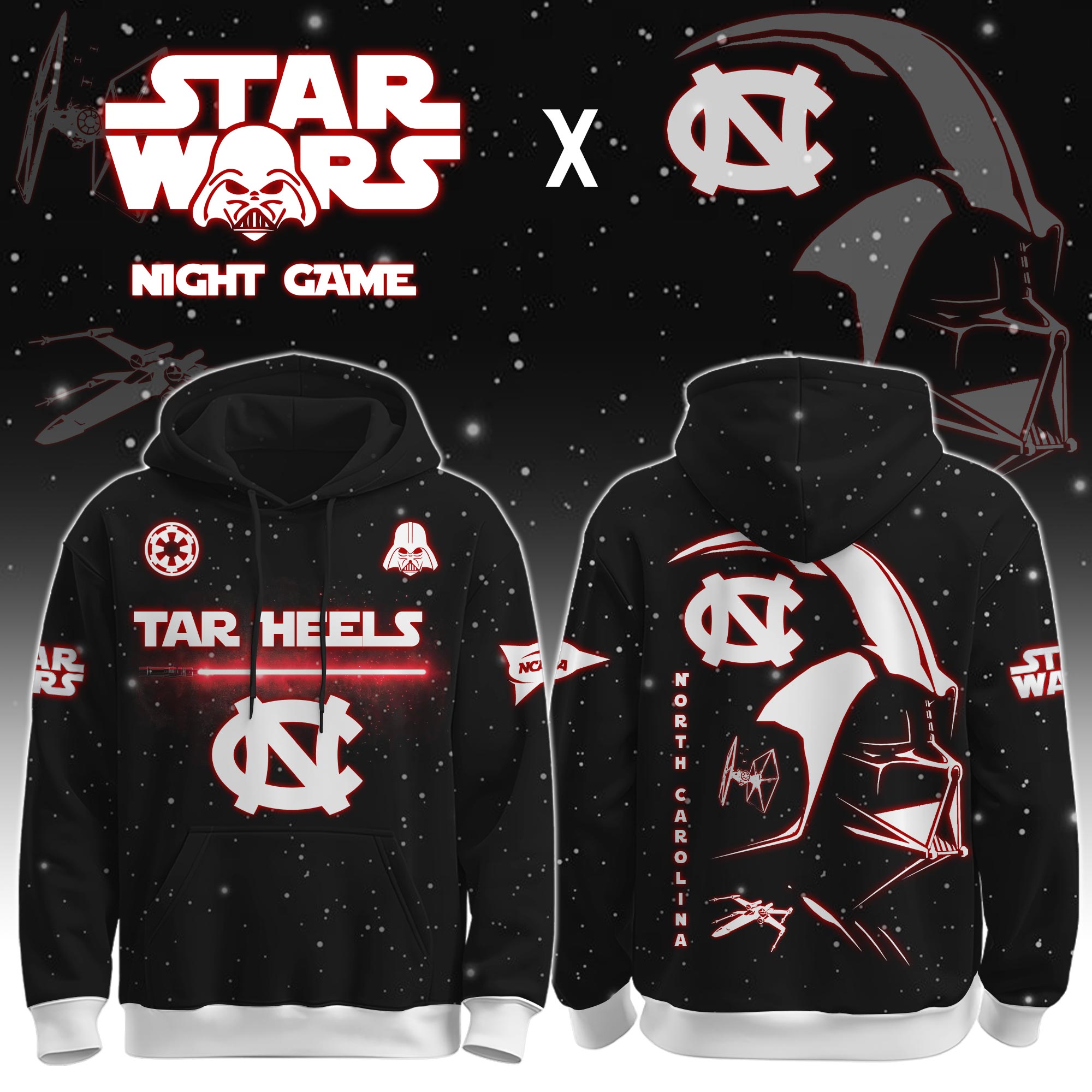 Buildercar - University of North Carolina (Tar Heels) - NCAA x Dark Vander Star War Limited Editions Hoodie