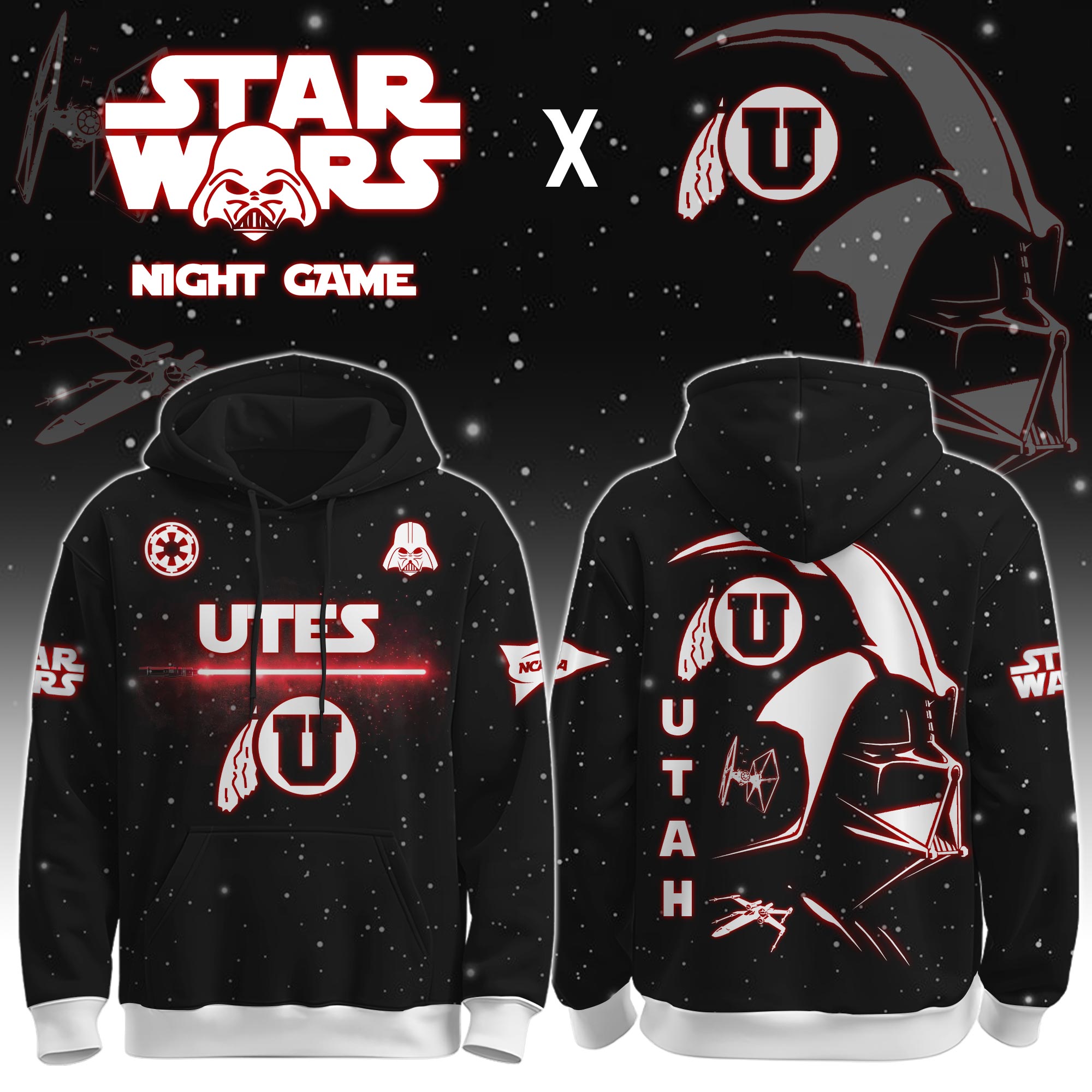 Buildercar - University of Utah (Utes) - NCAA x Dark Vander Star War Limited Editions Hoodie