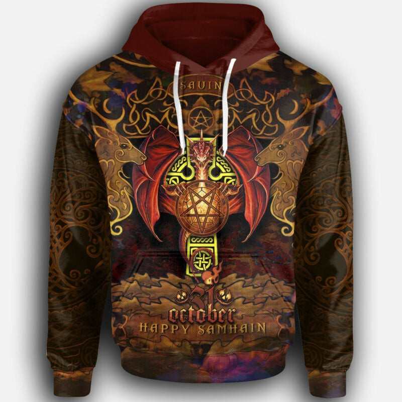 Buildercar - 31 October Happy Samhain Dragon 3d Hoodie