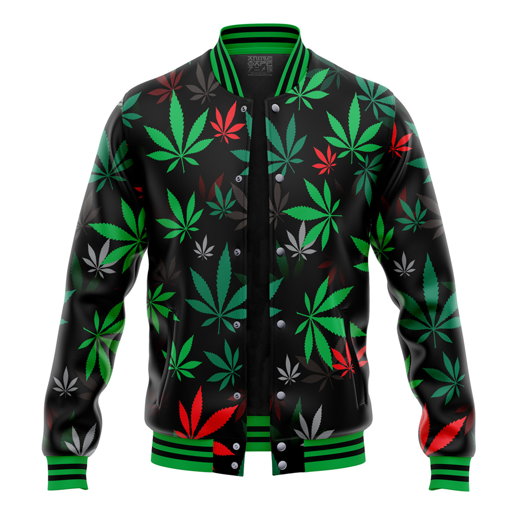 Buildercar - 420 Pot Plants Pattern Varsity Jacket