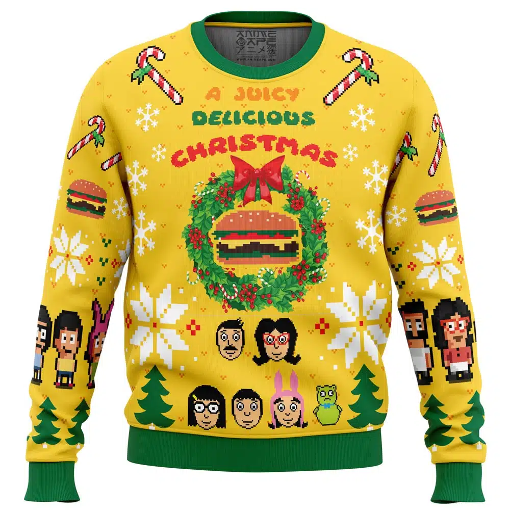 Buildercar - A Juicy Delicious Christmas Bob's Burgers Ugly Christmas Sweater