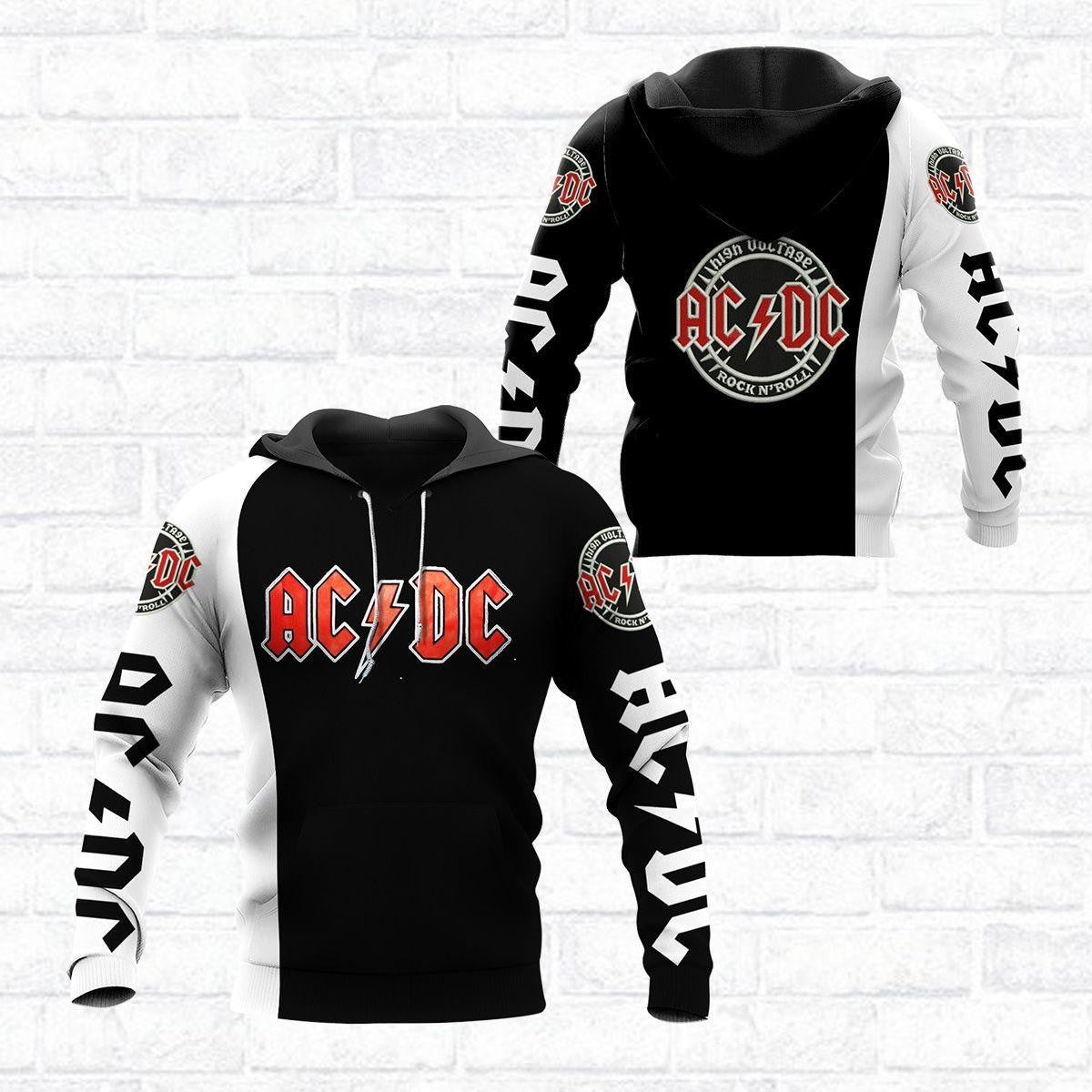 Buildercar - Ac/dc Music Band Fan Gift, Acdc Band High Voltage Black And White All Over Print Hoodie 877