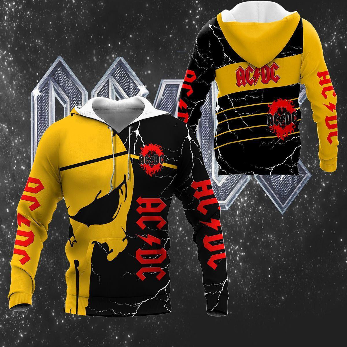 Buildercar - Ac/dc Music Band Fan Gift, Acdc Band Logo Skull All Over Print Hoodie 871