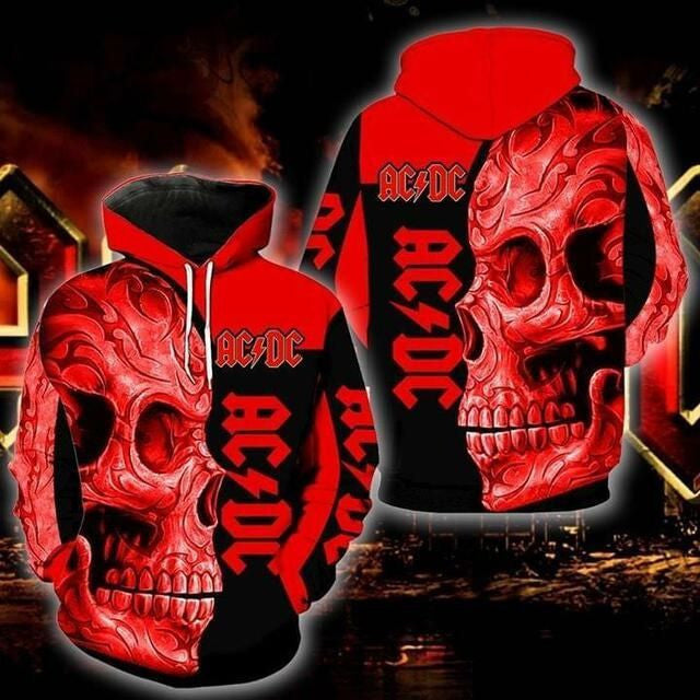 Buildercar - Acdc Rock Band Music X Skull 3d Hoodie