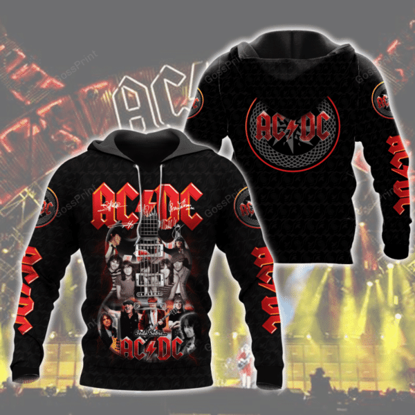 Buildercar - Acdc Rock Band Signatures Aop Hoodie 714