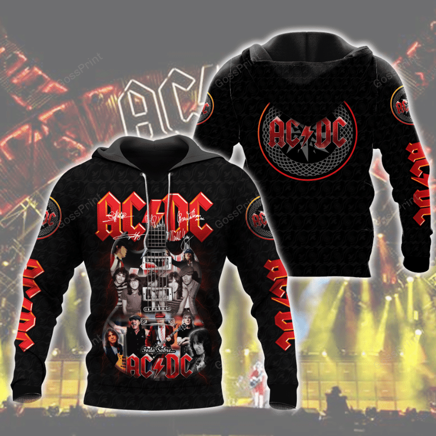 Buildercar - Acdc Rock Band Signatures Aop Hoodie