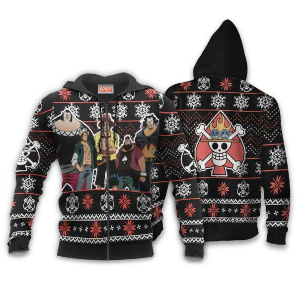 Buildercar - Ace Spade Pirates Ugly Christmas Sweater One Piece Anime 1k492 Fan Gift Stylist Unisex Cartoon Graphic Outfits Aop 3d Hoodie 1523