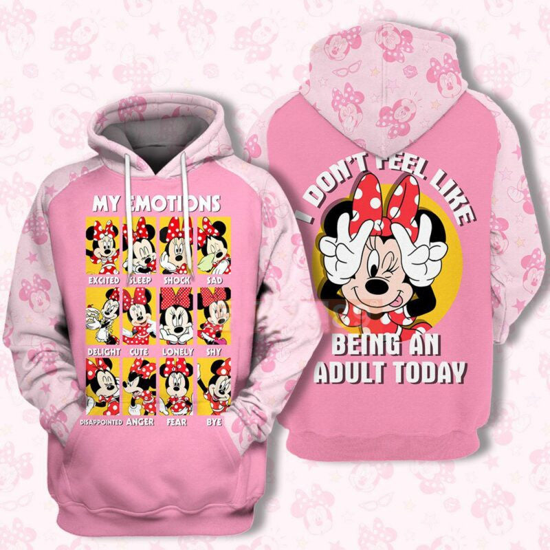 Buildercar - Adorable Minnie My Emotions I Don't Feel Like Being An Adult Today 3d Hoodie