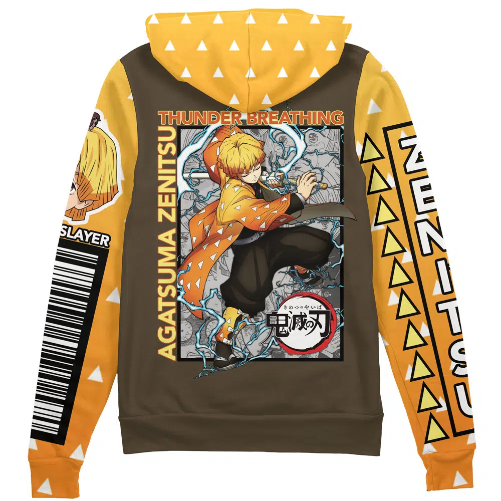 Buildercar - Agatsuma Zenitsu Demon Slayer Streetwear Zip Hoodie Jacket