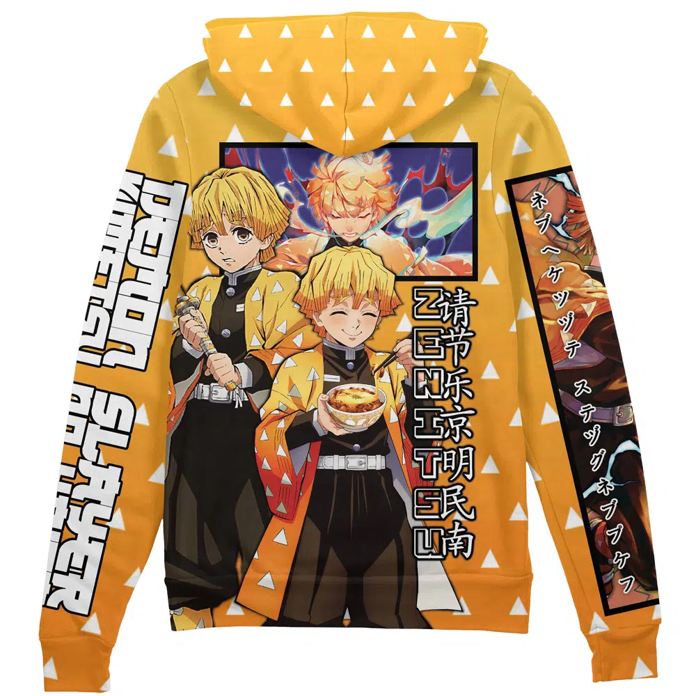 Buildercar - Agatsuma Zenitsu Haori Demon Slayer Streetwear Zip Hoodie Jacket