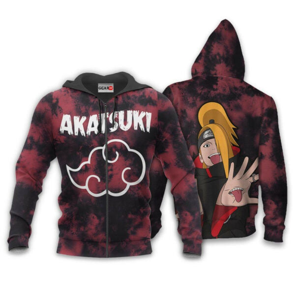 Buildercar - Akatsuki Deidara Tie Dye Style Naruto Anime 1k382 Fan Gift Stylist Unisex Cartoon Graphic Outfits Aop 3d Hoodie 371