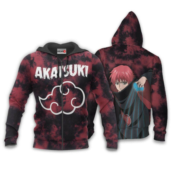 Buildercar - Akatsuki Sasor Tie Dye Style Naruto Anime 1k376 Fan Gift Stylist Unisex Cartoon Graphic Outfits Aop 3d Hoodie 307