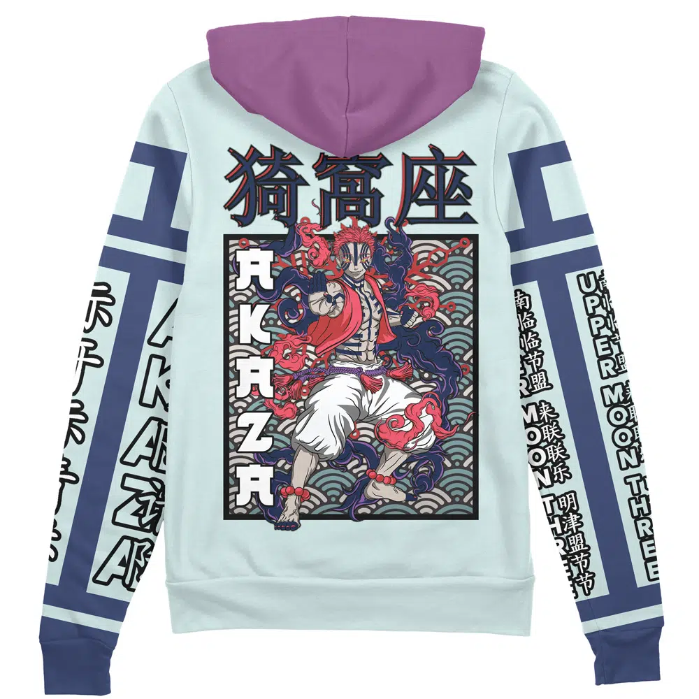 Buildercar - Akaza Demon Slayer Streetwear Zip Hoodie Jacket