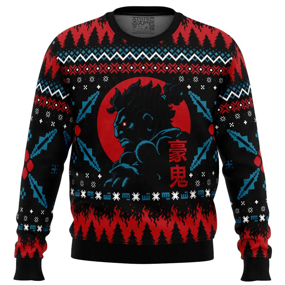 Buildercar - Akuma Street Fighter Ugly Christmas Sweater