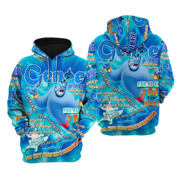 Buildercar - Aladdin Genie Words Pattern Disney Fan Gift Stylist Unisex Cartoon Graphic Outfits Aop Hoodie 267