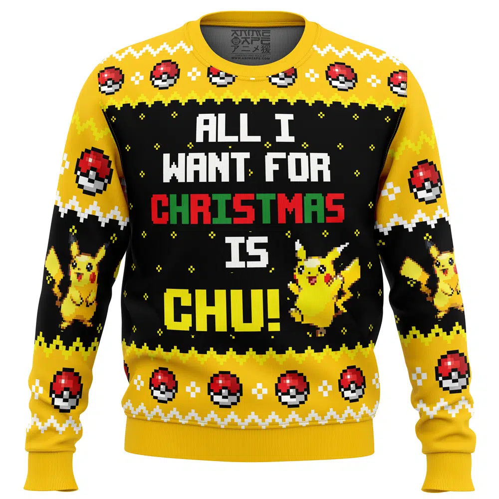 Buildercar - All I Want Pikachu Pokemon Ugly Christmas Sweater