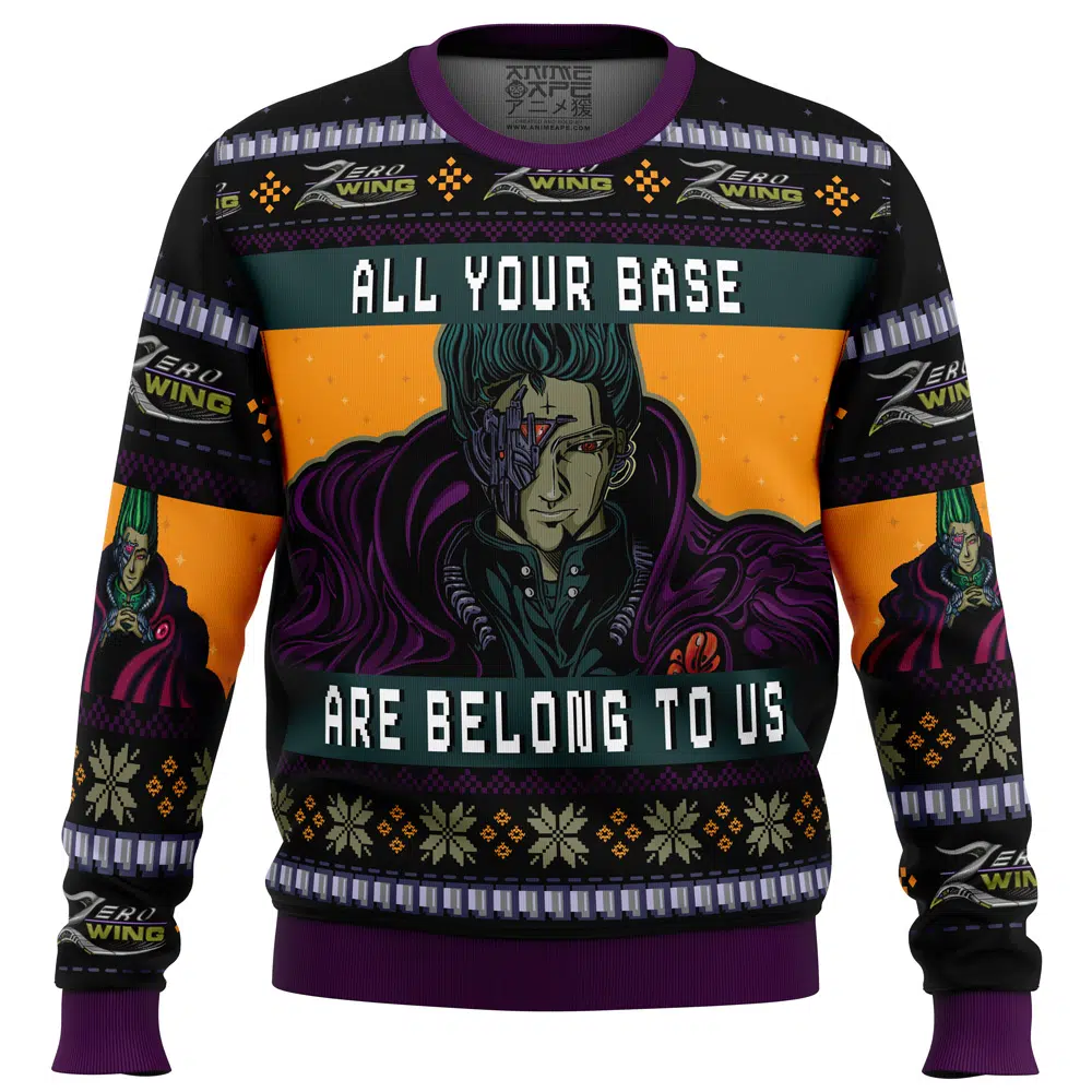 Buildercar - All Your Base Are Belong To Us Zero Wing Ugly Christmas Sweater