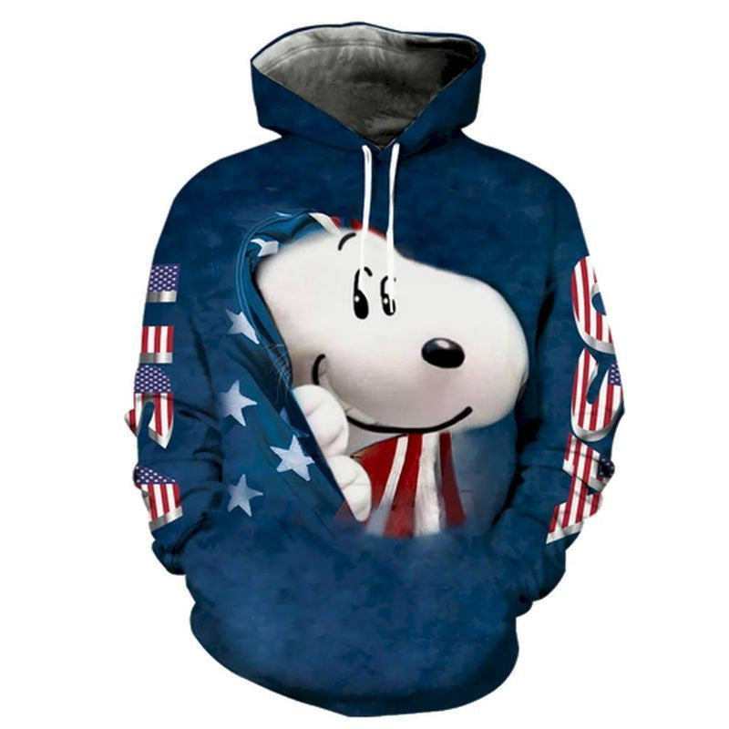 Buildercar - American Flag Snoopy Full All Over Print 3d Hoodie 1011