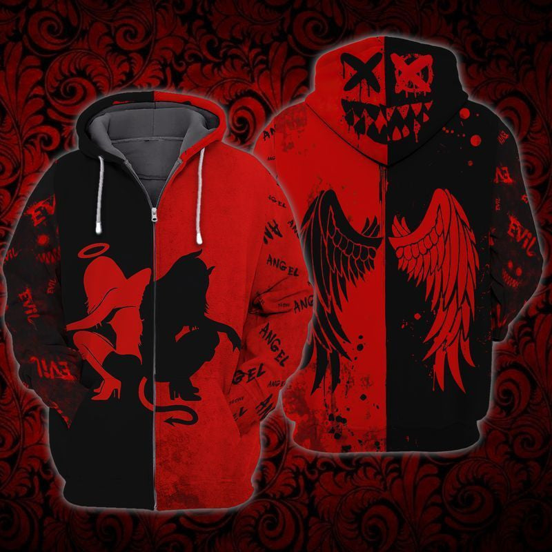 Buildercar - Angel And Evil For Men And Women 3d Hoodie