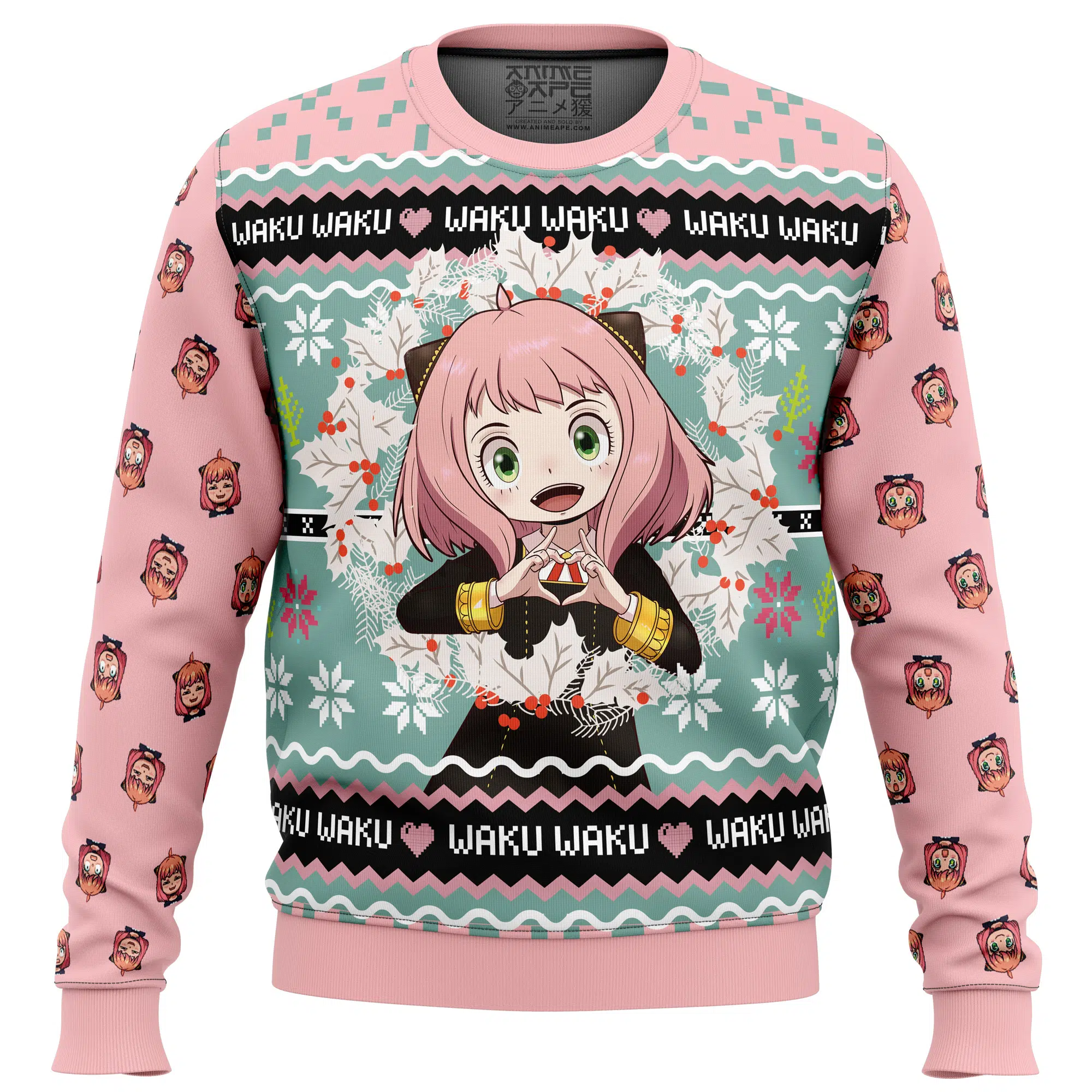 Buildercar - Anya Forger Waku Waku Spy x Family Ugly Christmas Sweater
