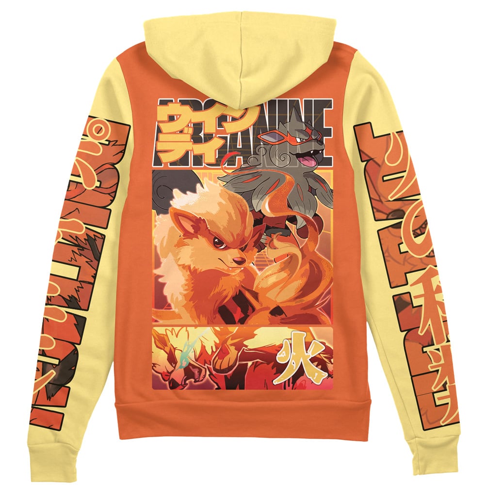 Buildercar - Arcanine Pokemon Streetwear Zip Hoodie Jacket