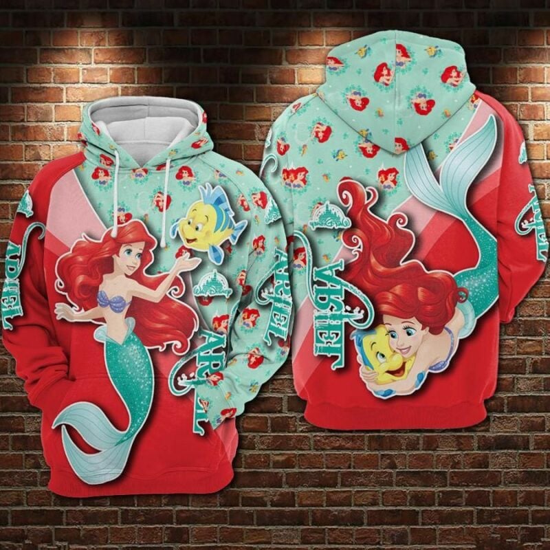 Buildercar - Ariel Cartoon The Little Marmaid Movies Disney Over Print 3d Hoodie