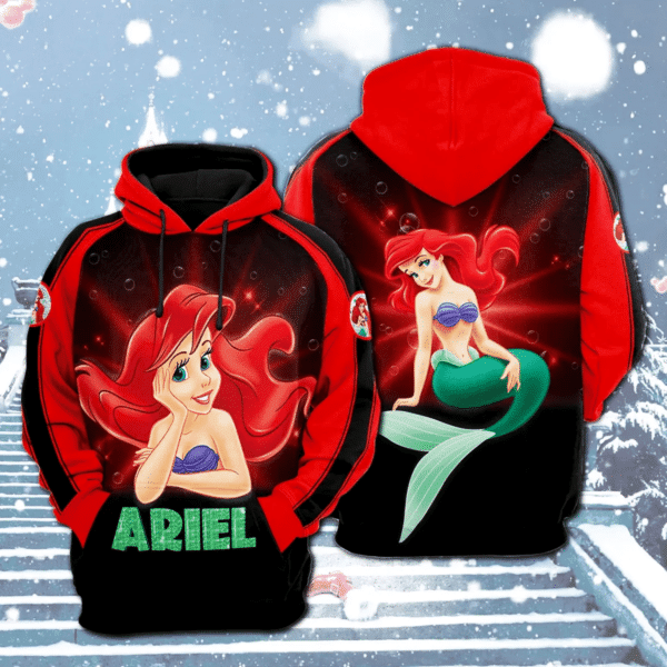 Buildercar - Ariel Princess Disney Cartoon 513 Fan Gift Stylist Unisex Cartoon Graphic Outfits Aop Hoodie 1326