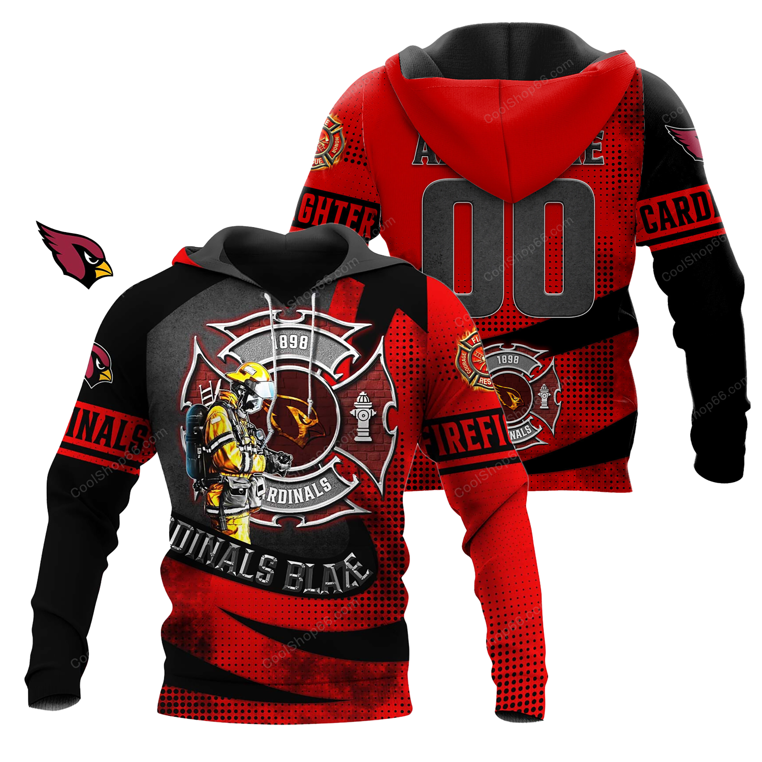 Buildercar - Arizona Cardinals Blaze Line x NFL Custom Name & Number Hoodie