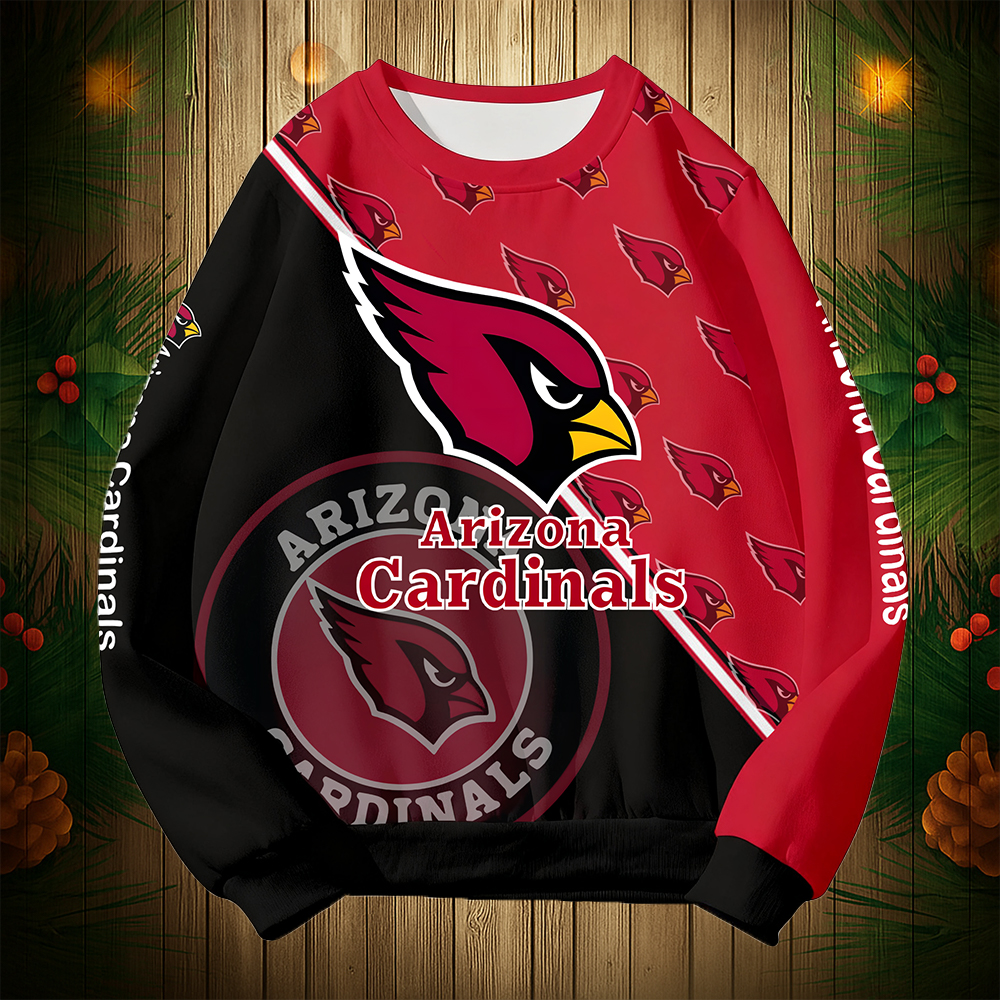Buildercar - Arizona Cardinals Graphic Crew Neck Sweatshirt Unisex NFL Pullover Hoodie for Football Fans
