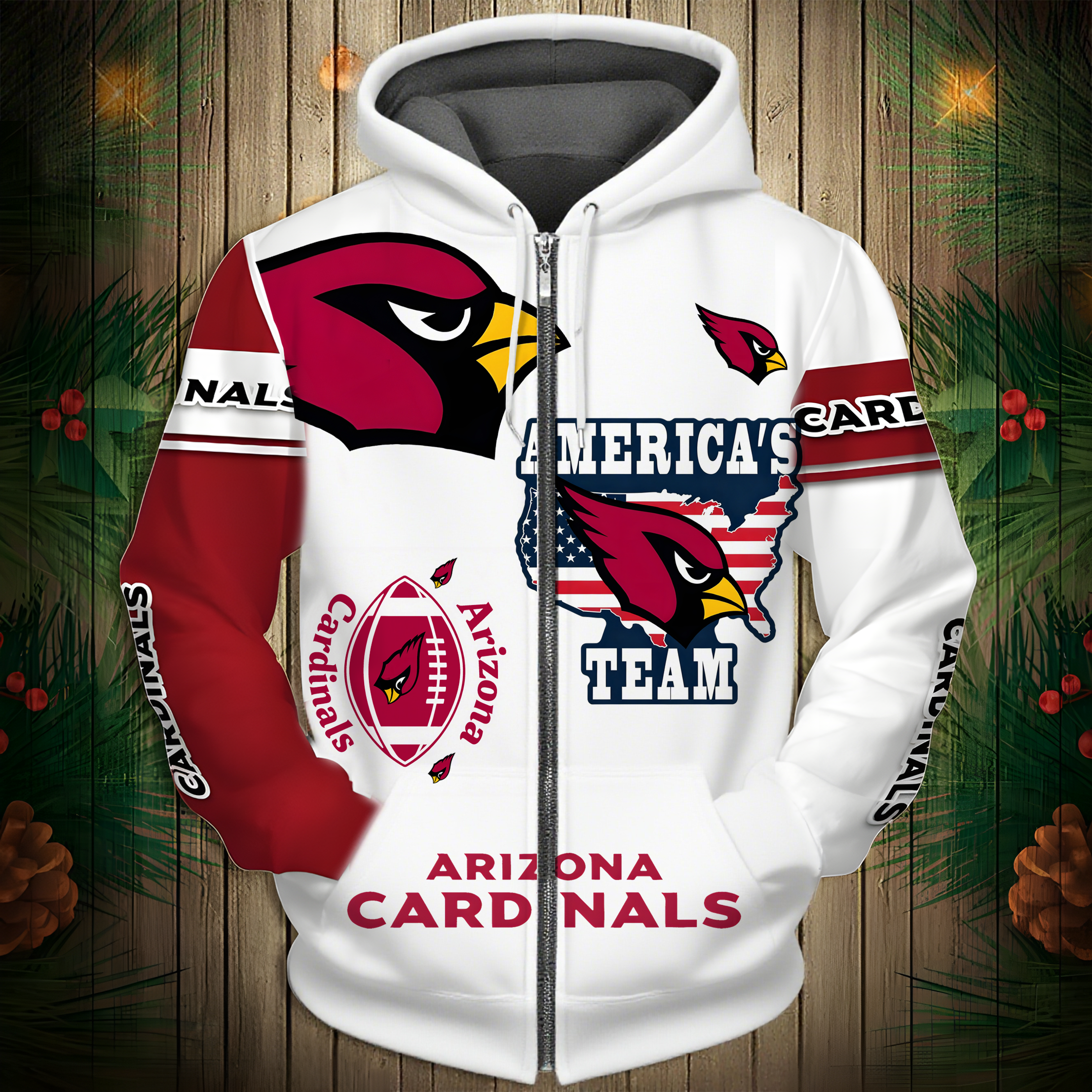 Buildercar - Arizona Cardinals Hoodie Unisex NFL Pullover Hoodie for Football Fans hm10112596