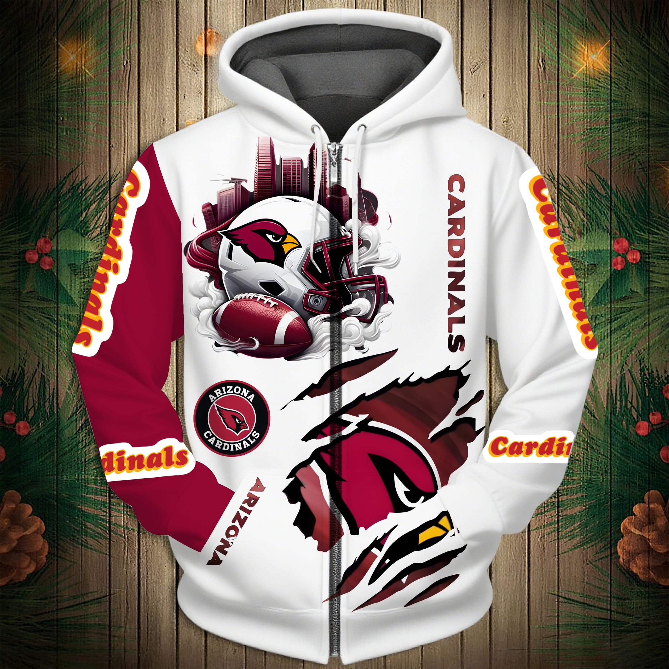 Buildercar - Arizona Cardinals Hoodie Unisex NFL Pullover Hoodie for Football Fans hm10112678