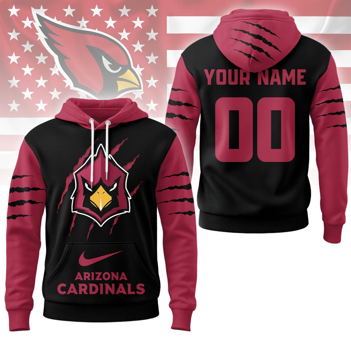Buildercar - Arizona Cardinals Premium NFL Fan Pride Claw Hoodie