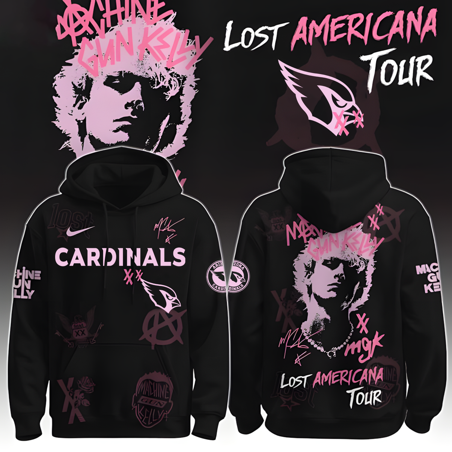 Buildercar - Arizona Cardinals X NFL MGK Lost Americana Tour 2025 Machine Gun Kelly Hoodie T-Shirt