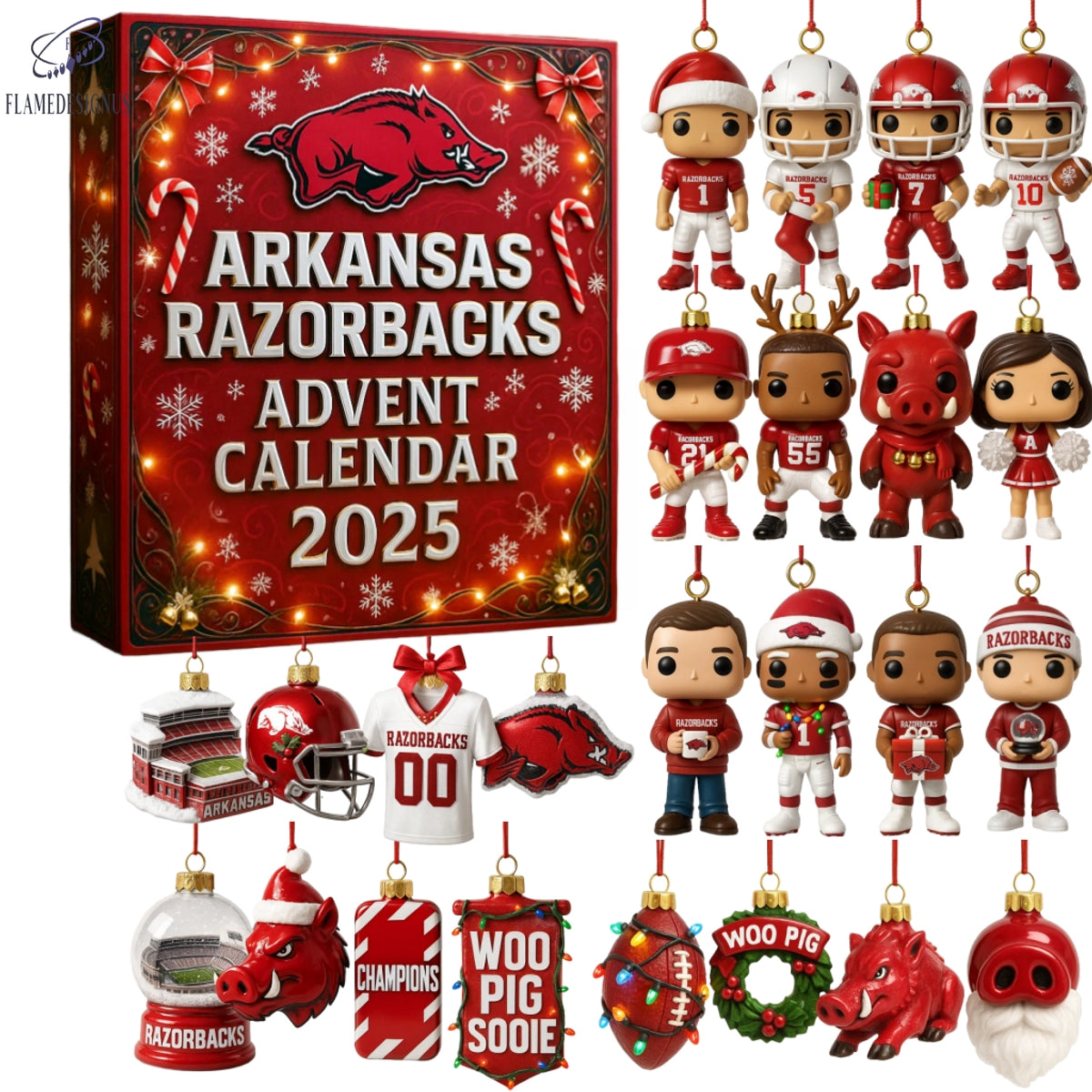 Buildercar - Arkansas Razorbacks 2025 Advent Calendar -2D Acrylic