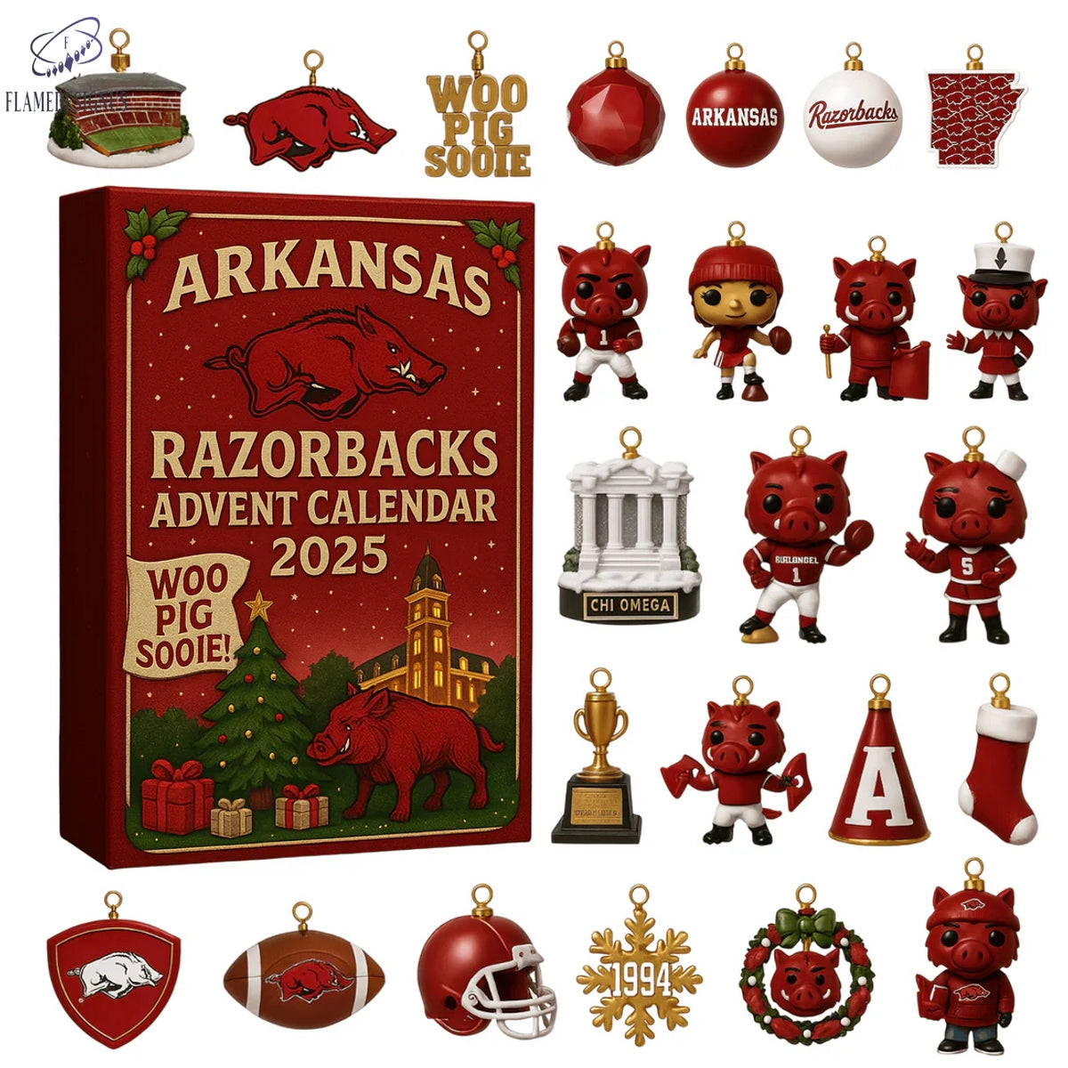 Buildercar - Arkansas Razorbacks Woo Pig Sooie 2025 Advent Calendar -2D Acrylic