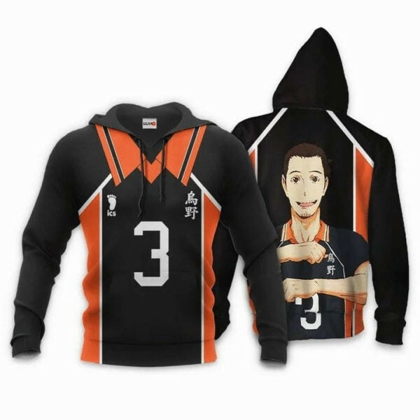 Buildercar - Asahi Azumane Karasuno Anime Manga Haikyuu Number 3 Aop Hoodie, Fleece Jacket 732