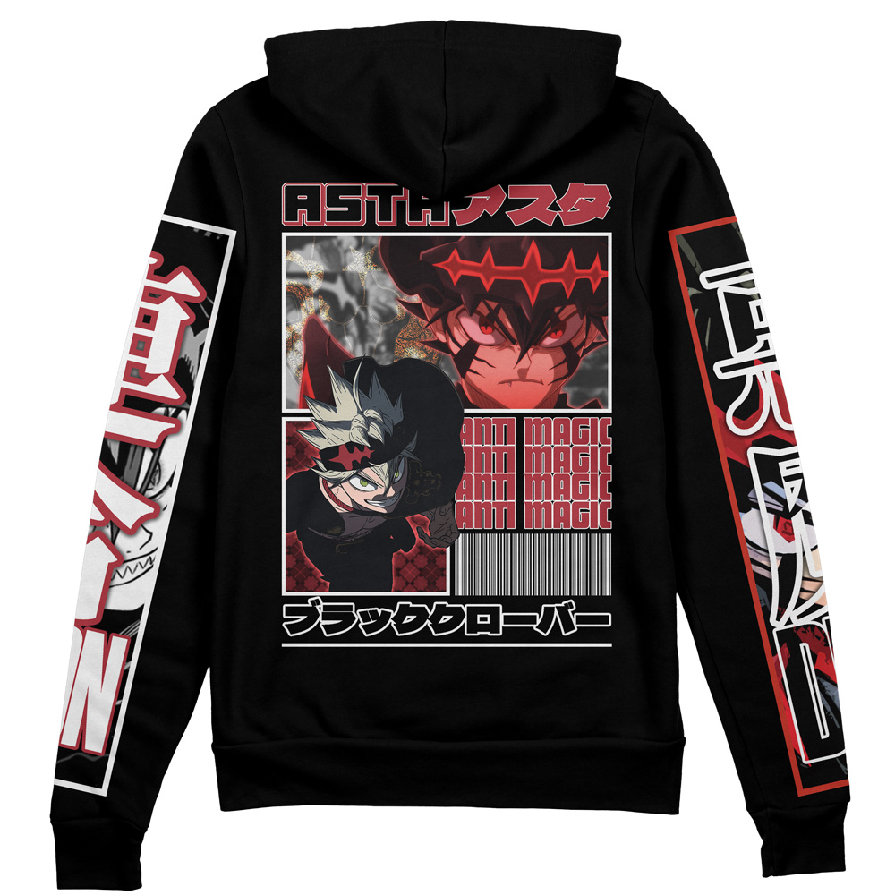 Buildercar - Asta Black Clover Streetwear Zip Hoodie Jacket