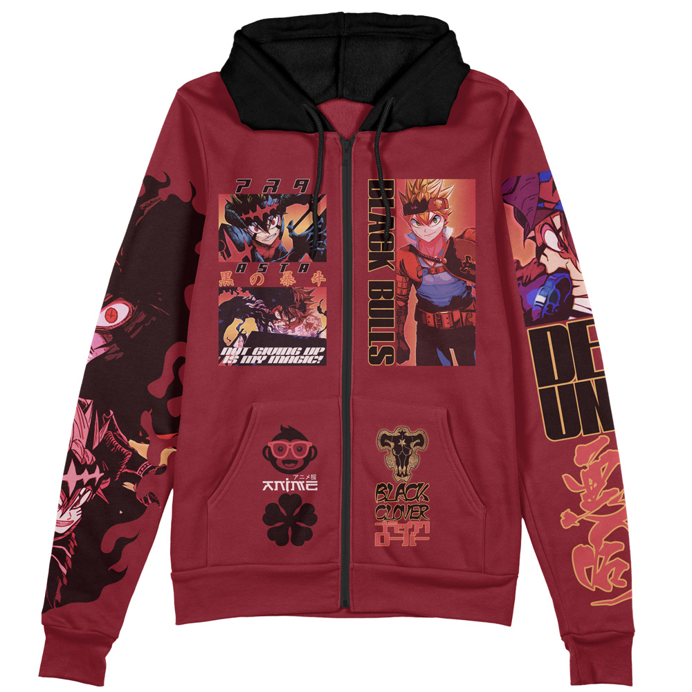 Buildercar - Asta V4 Black Clover Streetwear Zip Hoodie Jacket - Image 2