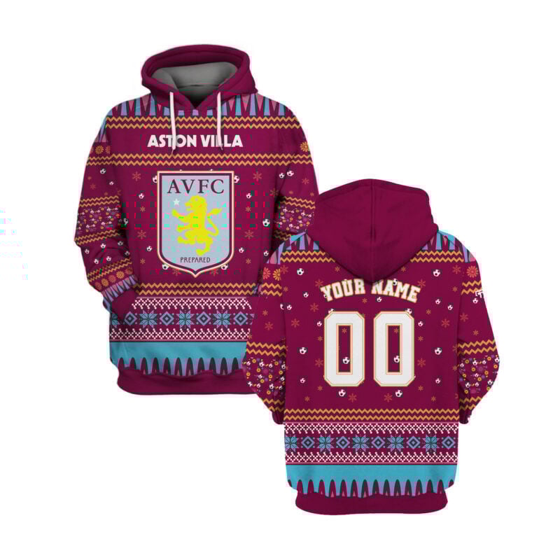 Buildercar - Aston Villa Custom Name And Number 3d Hoodie