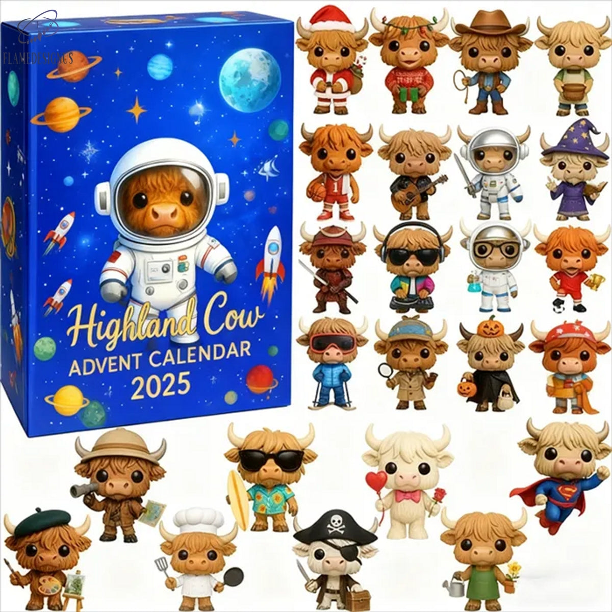 Buildercar - Astronaut Highland Cow 2025 Advent Calendar -2D Acrylic