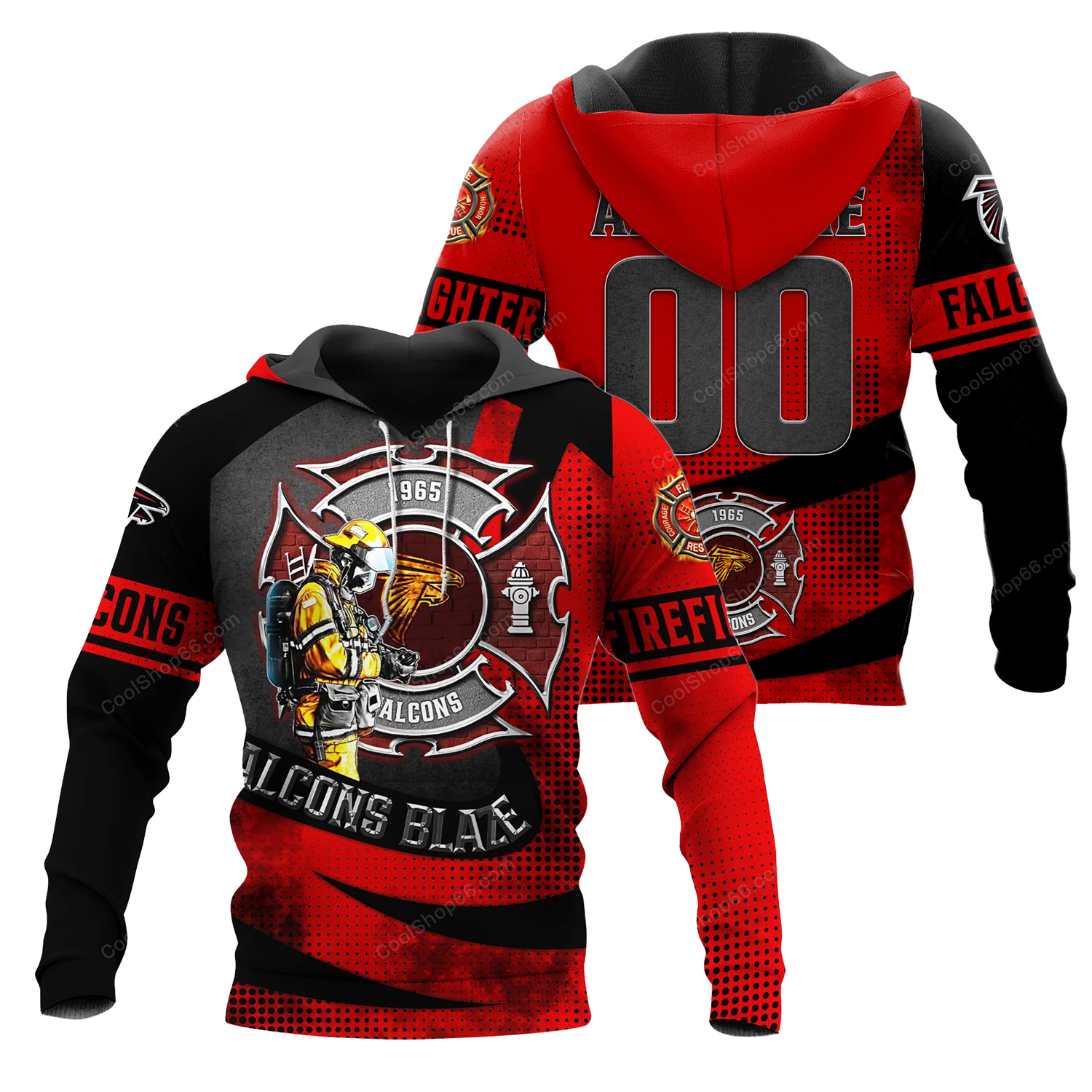 Buildercar - Atlanta Falcons Blaze Line x NFL Custom Name & Number Hoodie