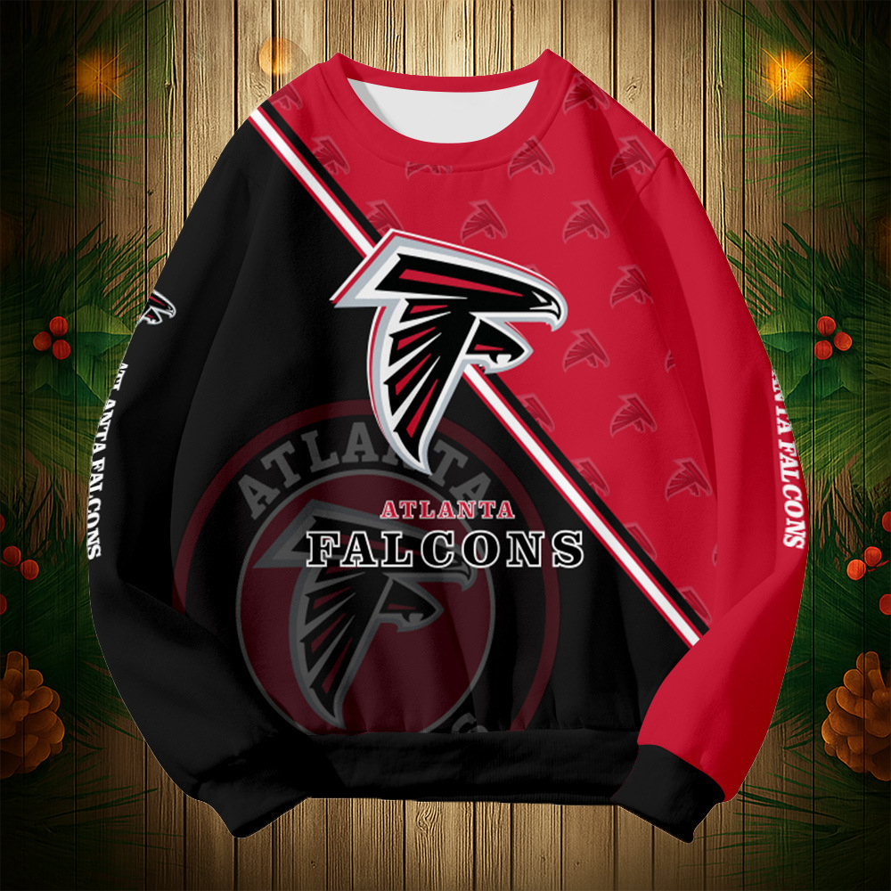 Buildercar - Atlanta Falcons Graphic Crew Neck Sweatshirt Unisex NFL Pullover Hoodie for Football Fans