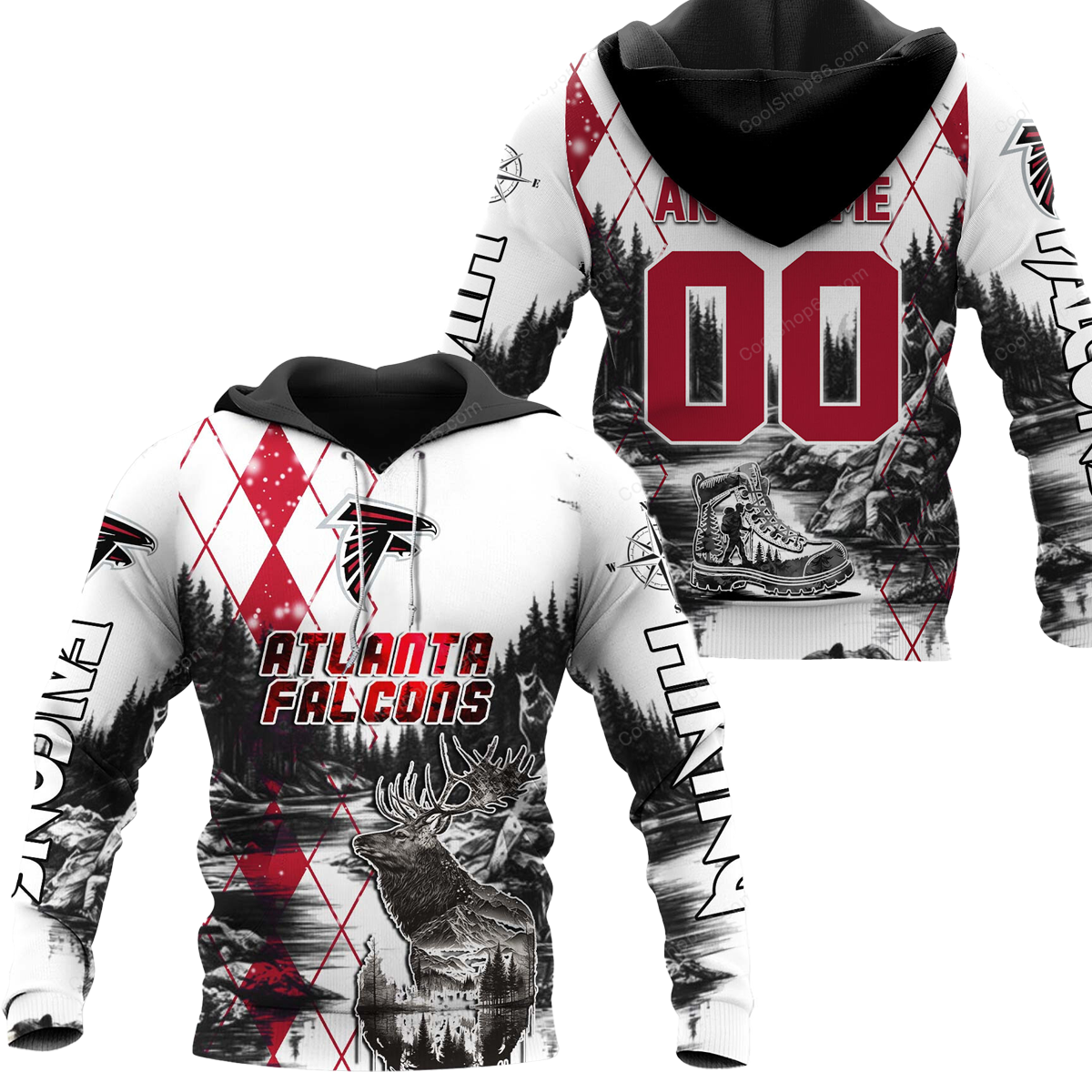 Buildercar - Atlanta Falcons Hiking x NFL Custom Name & Number Hoodie