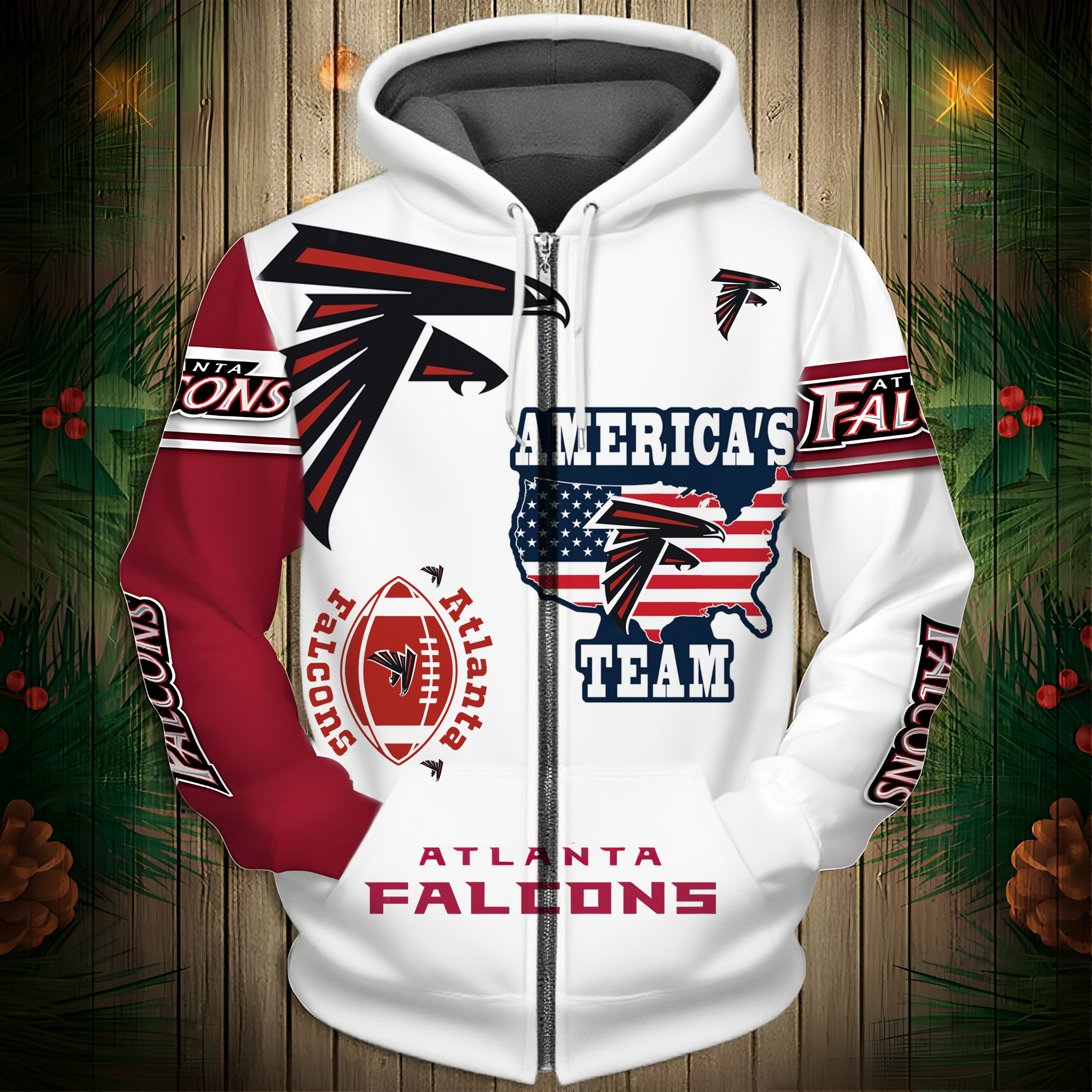 Buildercar - Atlanta Falcons Hoodie Unisex NFL Pullover Hoodie for Football Fans hm10112577